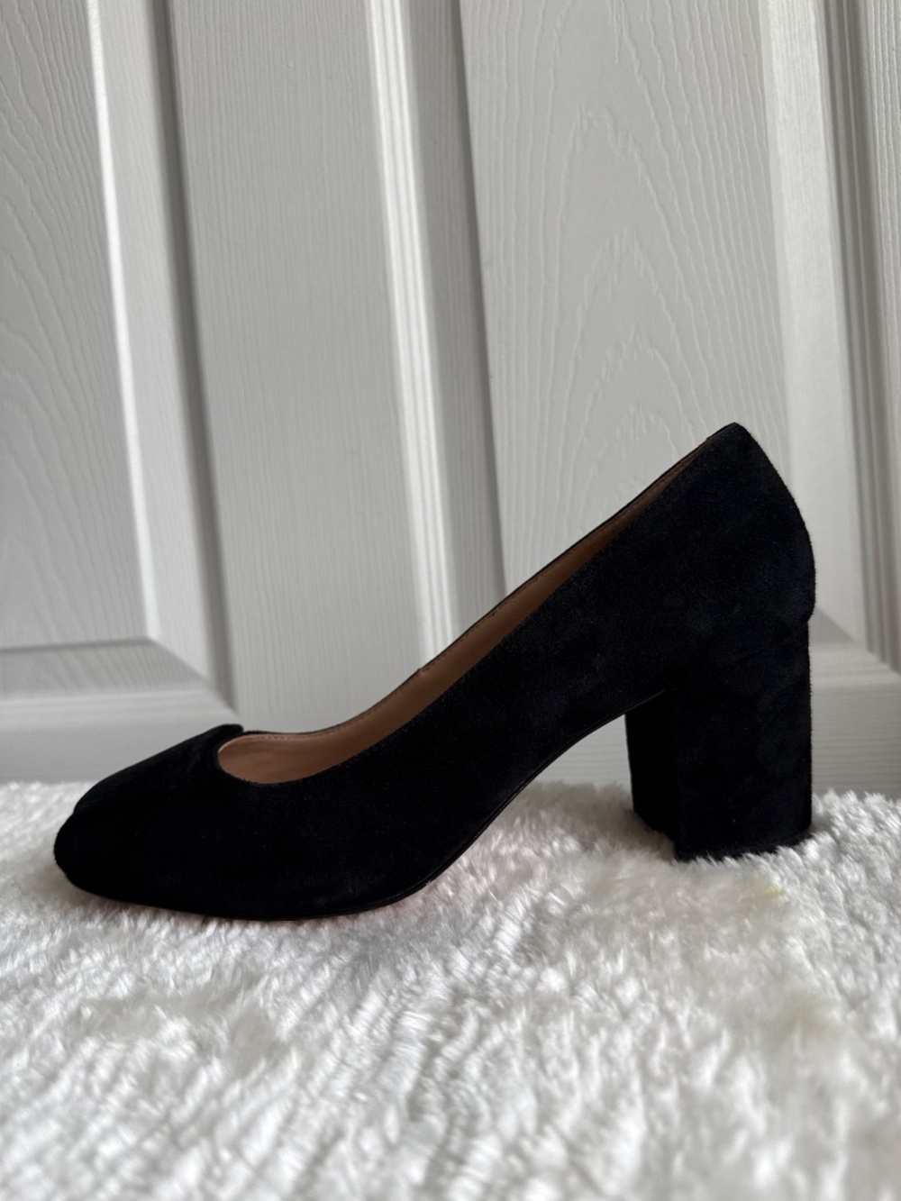 NWOT Geox Virnilisa 65 Black Suede Block Heel Pumps Square Toe Buckle - Picture 5 of 13
